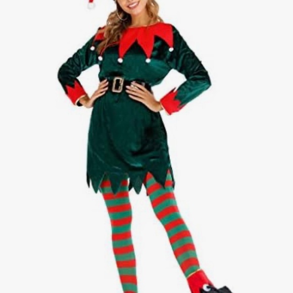 Eraspooky Women Christmas Elf Costume Santa Elf, Holiday Size Medium - Picture 4 of 7